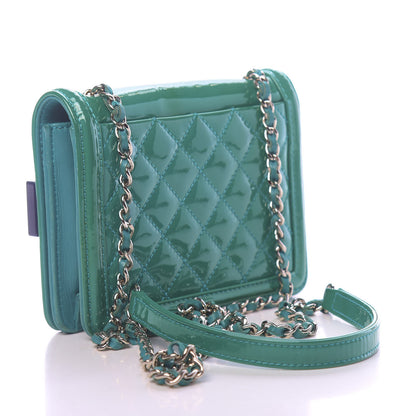 Chanel Plexiglass Patent Mini Boy Brick Flap Turquoise Navy 3 of 11