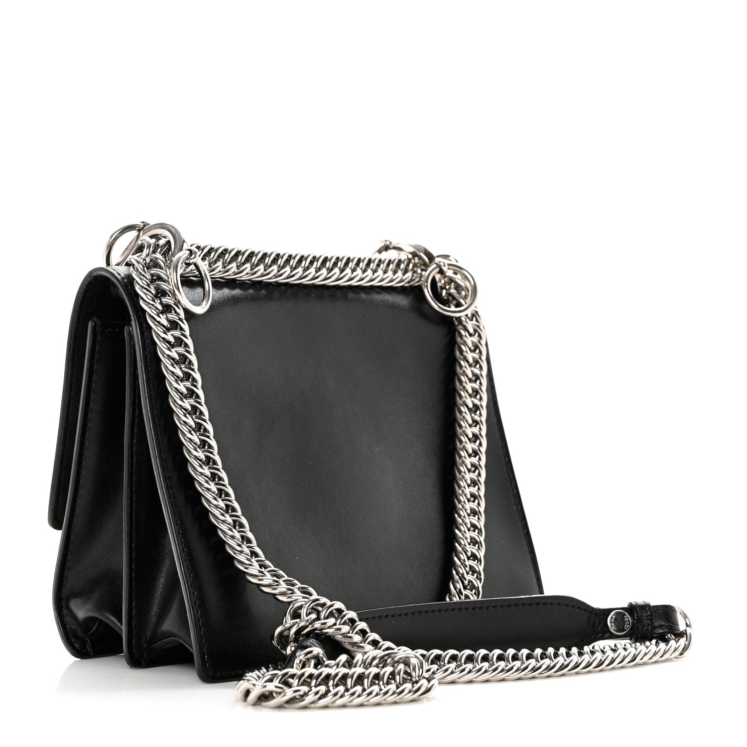 Fendi Vitello Liberty Lucido Metal Monster Eyes Studded Small Kan I Shoulder Bag Black 3 of 9