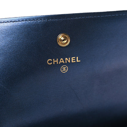 Chanel Metallic Lambskin Quilted Large Boy Gusset Flap Wallet Blue 6 of 9
