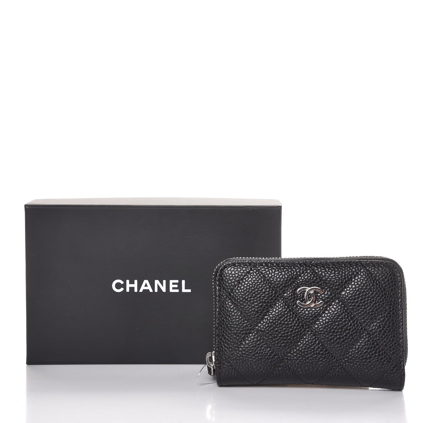 Caviar Quilted Zip Coin Purse Black