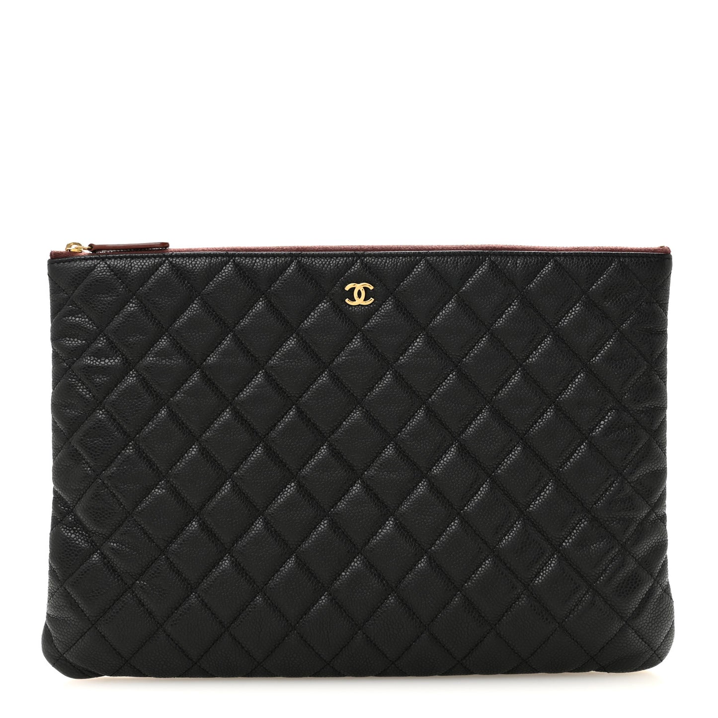 Caviar Quilted Large Cosmetic Case Black