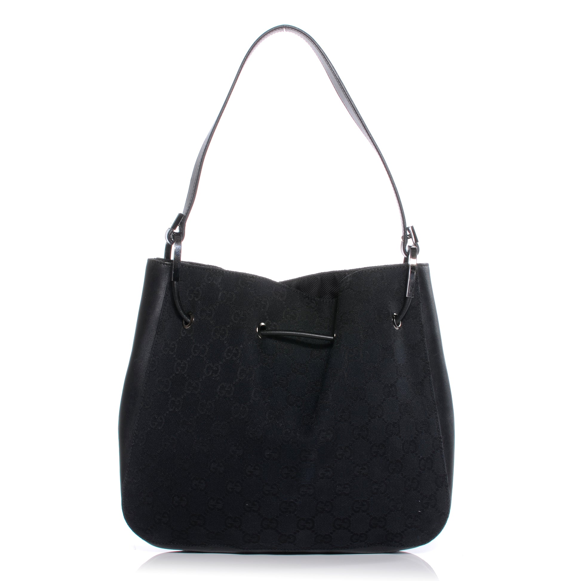 Gucci Monogram Small Drawstring Shoulder Bag Black 1 of 8
