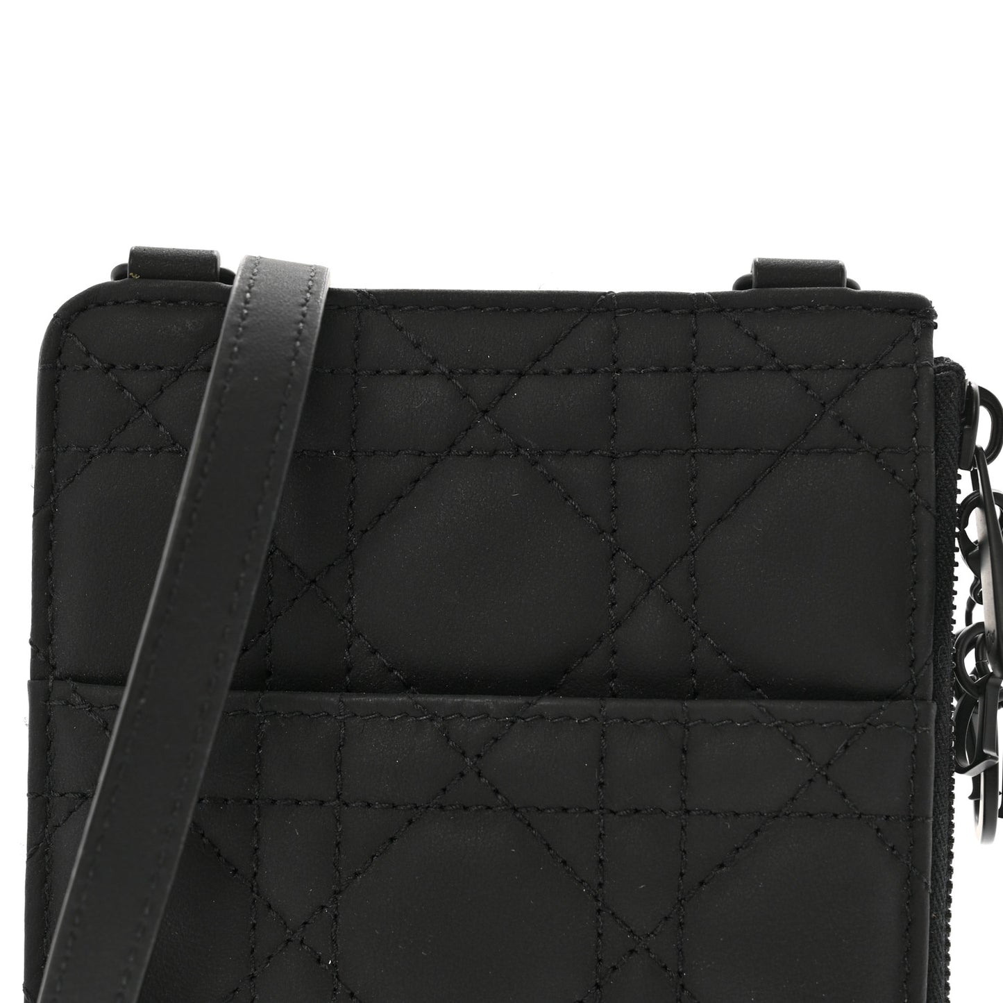 Ultra Matte Calfskin Lady Dior Long Wallet With Strap Black