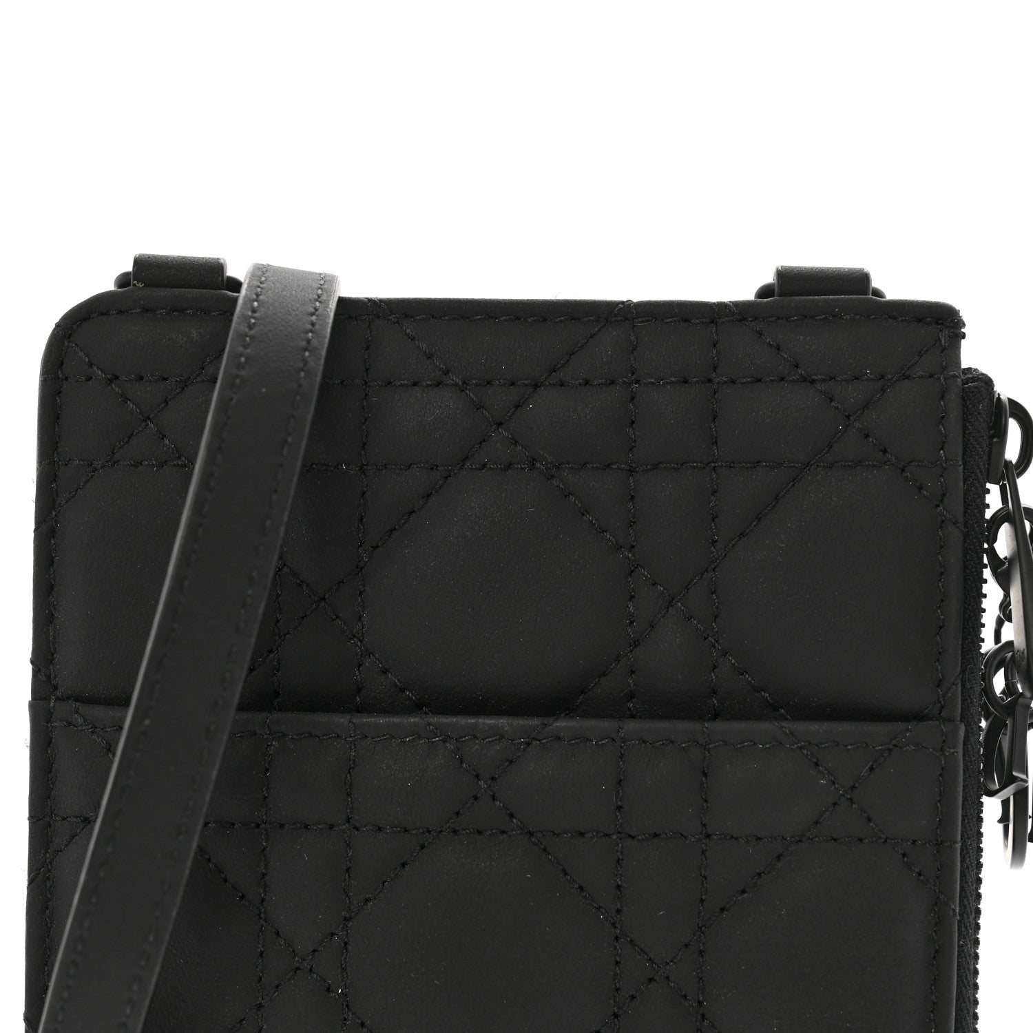 Christian Dior Ultra Matte Calfskin Lady Dior Long Wallet With Strap Black 9 of 12