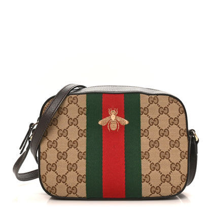 Gucci GG Supreme Monogram Web Small Webby Bee Shoulder Bag Dark Brown 1 of 10