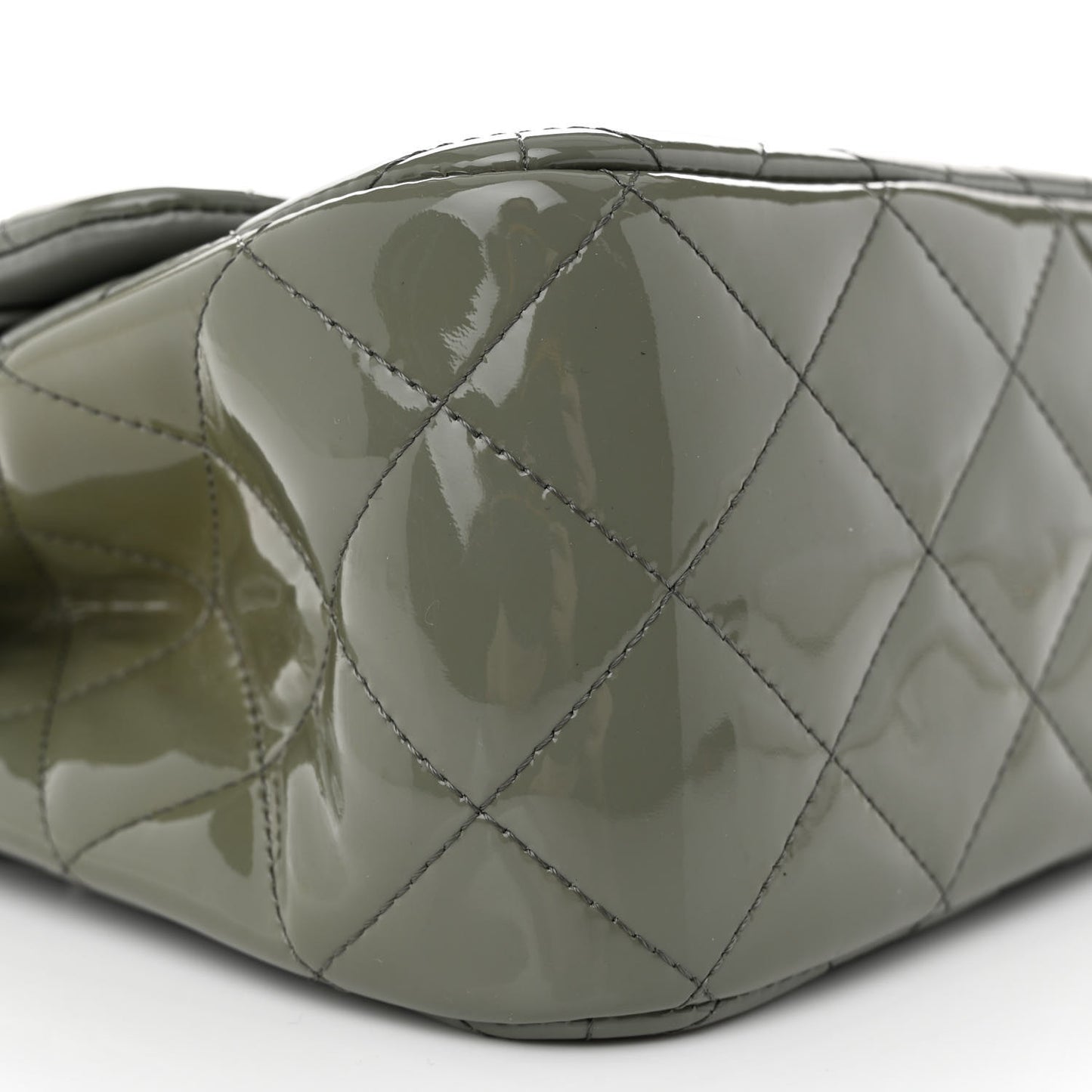 Patent Quilted Jumbo Double Flap Light Green