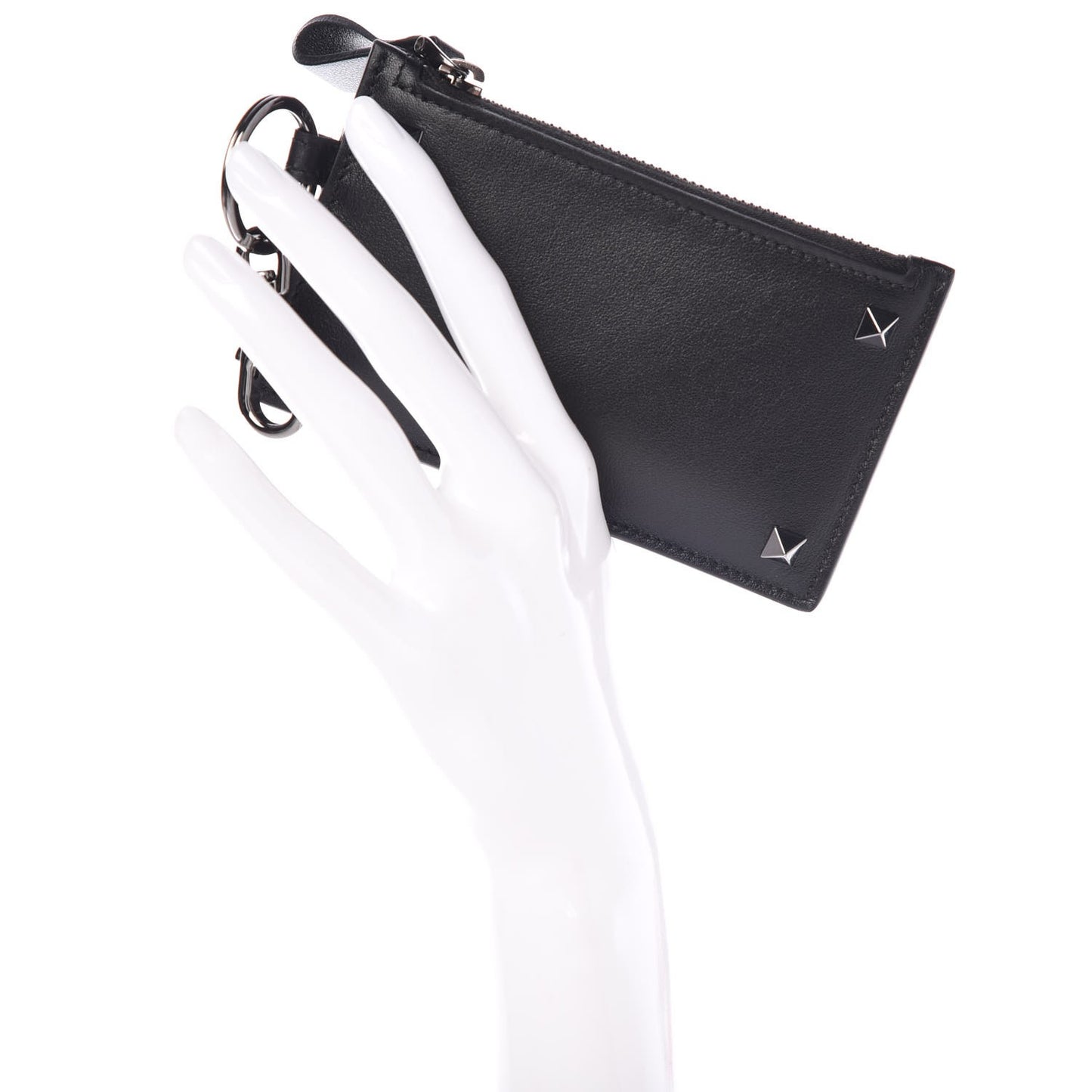 Vitello Rockstud Key Coin Case Card Holder Black