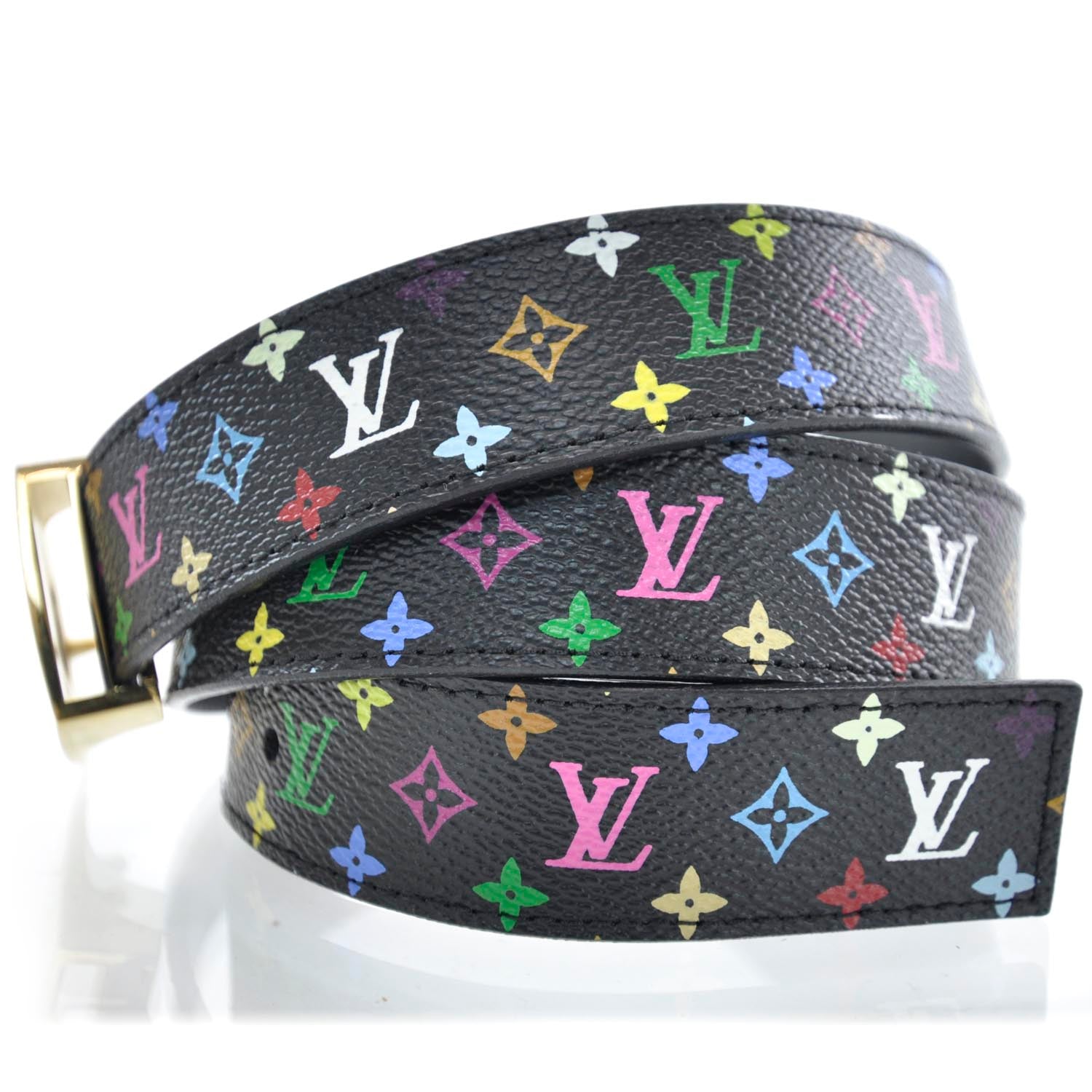 Louis Vuitton Monogram Multicolor LV Cut Reversible Belt 80 32 Black 4 of 4