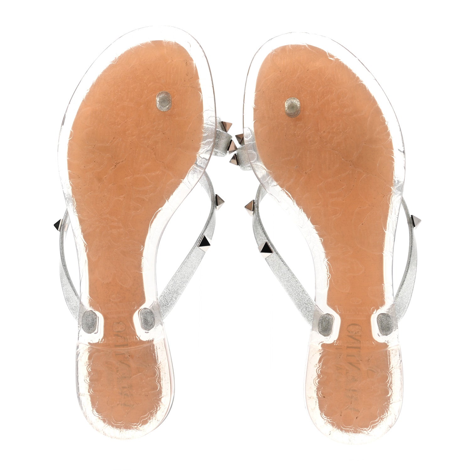Valentino Garavani PVC Jelly Glitter Rockstud Bow Thong Sandals 36 Silver 5 of 7