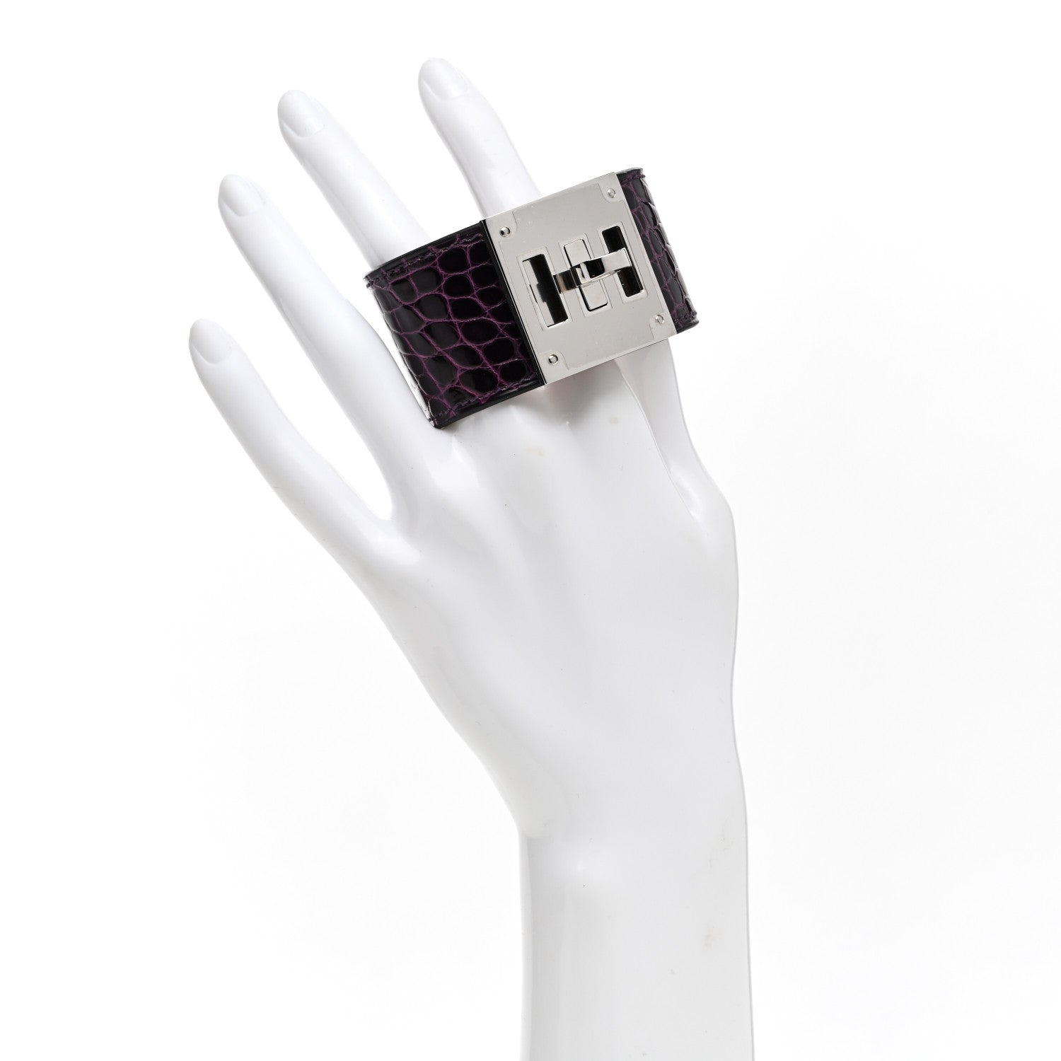 Hermes Shiny Alligator Kelly Dog Cuff Amethyst 2 of 6