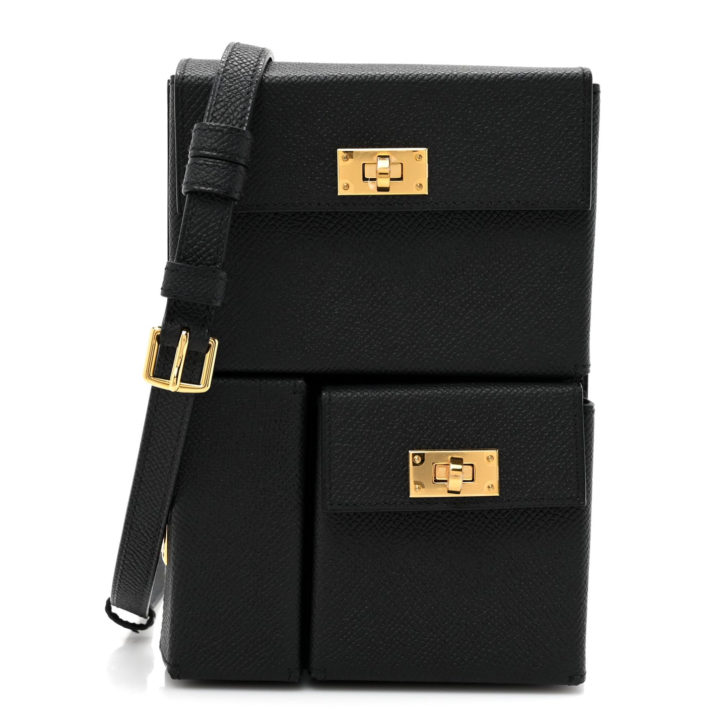 Epsom Kelly Multi Pocket Pochette To Go Black
