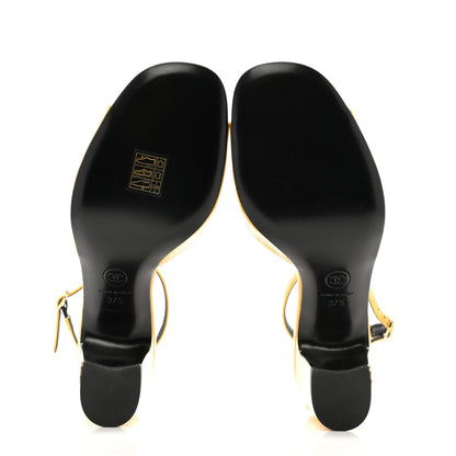 Chanel Patent CC Ankle Strap Sandals 37.5 Yellow 6 of 11