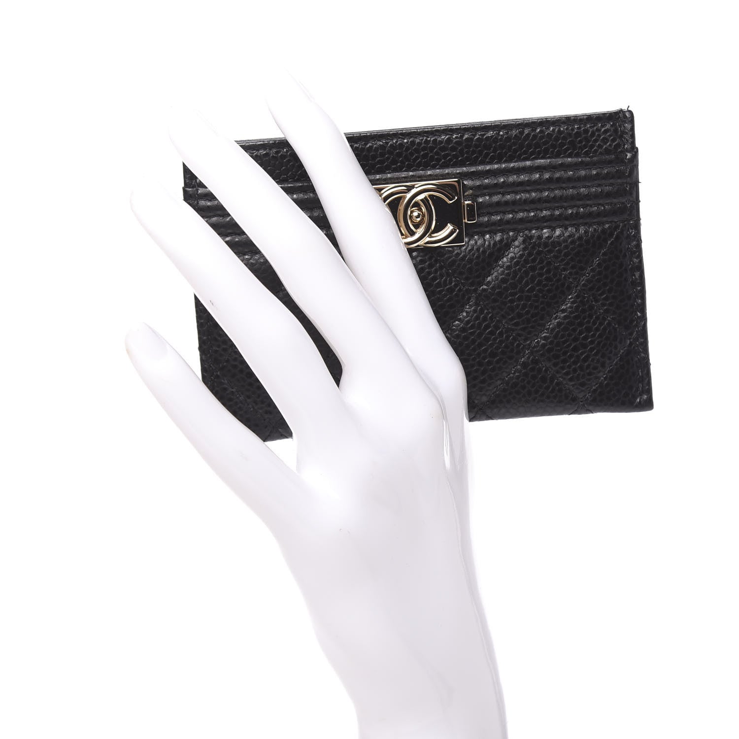 Chanel Caviar Quilted Boy Card Holder Black 2 of 8