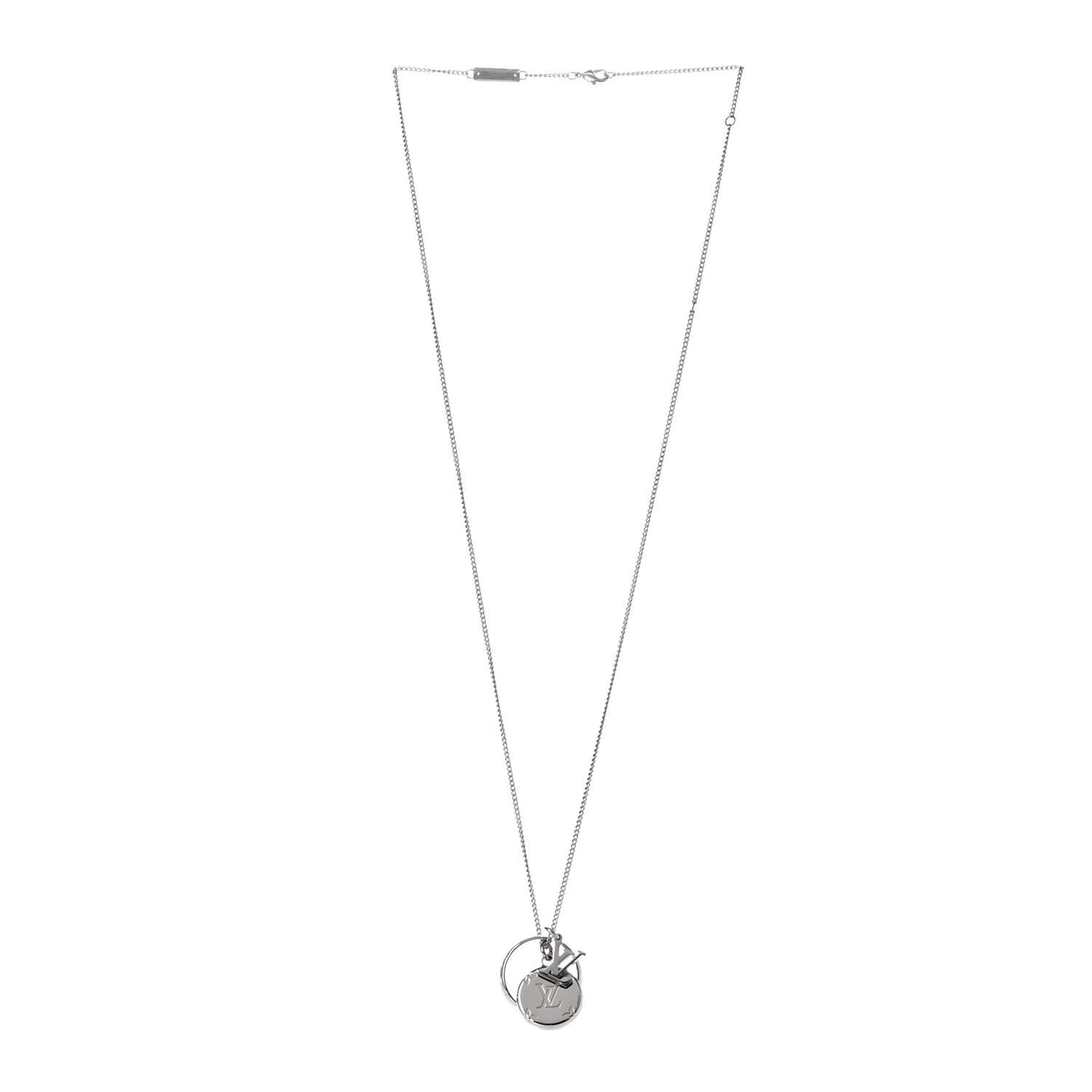 Zamac Palladium Monogram Charms Necklace Silver