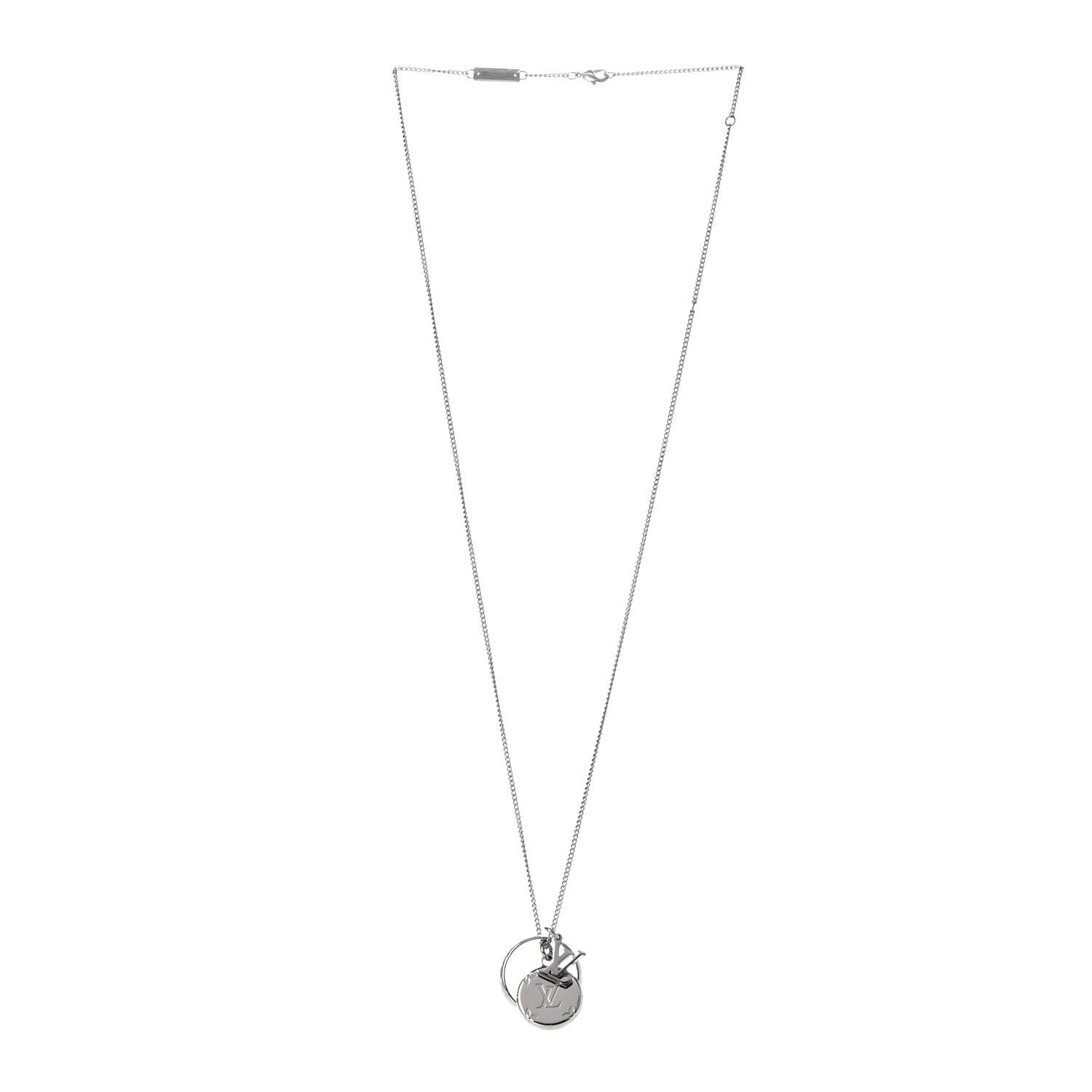 Louis Vuitton Zamac Palladium Monogram Charms Necklace Silver 3 of 8