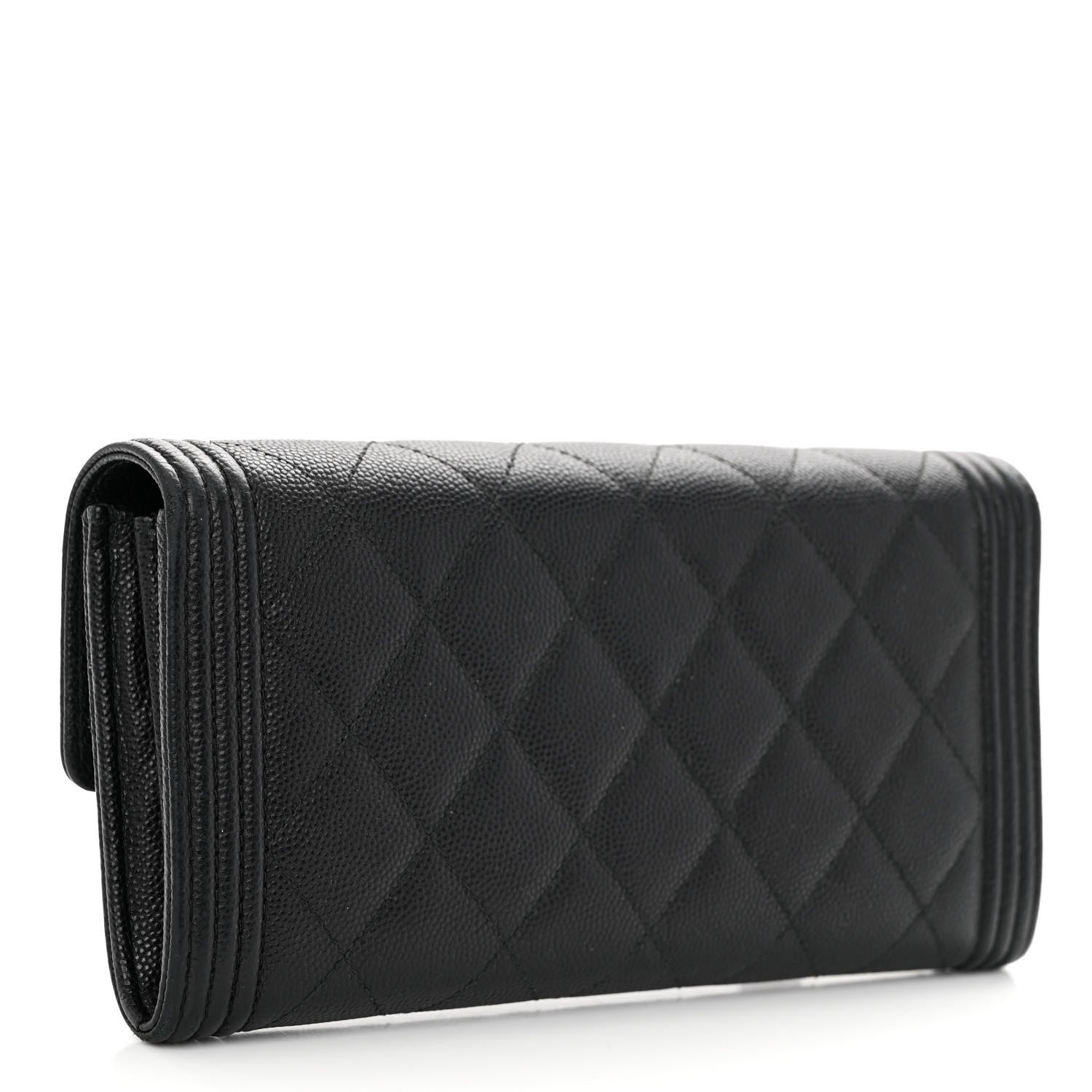 Chanel Caviar Quilted Large Boy Gusset Flap Wallet Black 3 of 10