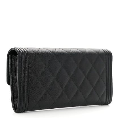 Chanel Caviar Quilted Large Boy Gusset Flap Wallet Black 3 of 10