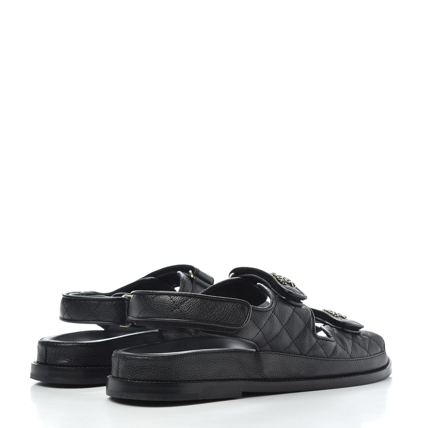 Grained Calfskin Velcro Dad Sandals 41 Black