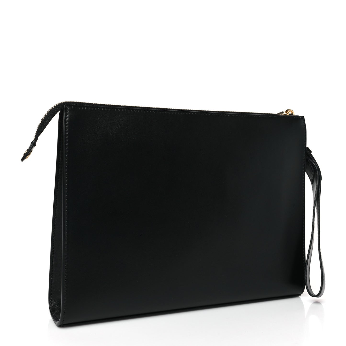 X VERSACE Vitello Grace Fendace FF Baroque Logo Large Flat Pouch Black