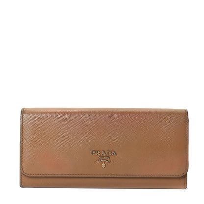 Prada Saffiano Metal Continental Flap Wallet Cuoio 1 of 10
