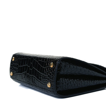 Balenciaga Shiny Calfskin Graffiti Logo Crocodile Embossed Medium Ghost Shoulder Bag Black White 7 of 7