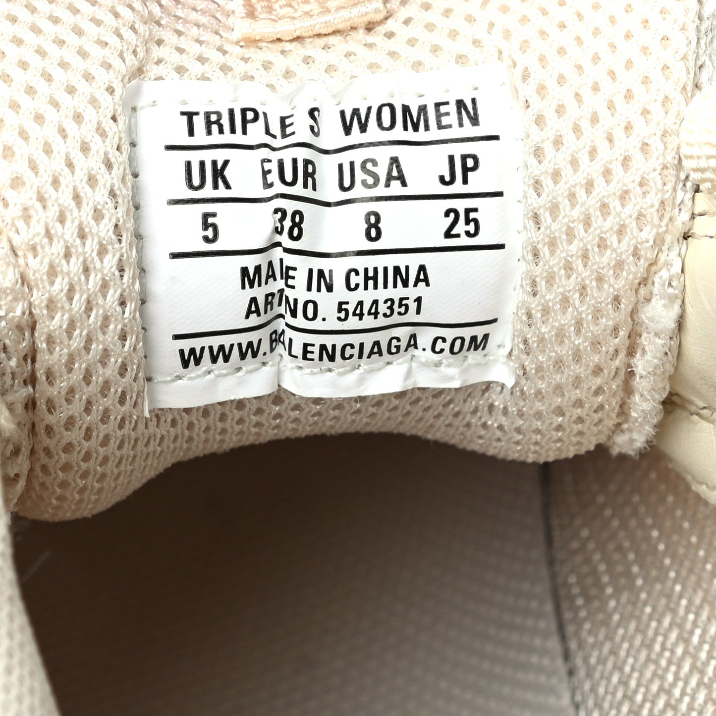Fabric Mesh Clear Sole Womens Triple S Sneakers 38 Beige