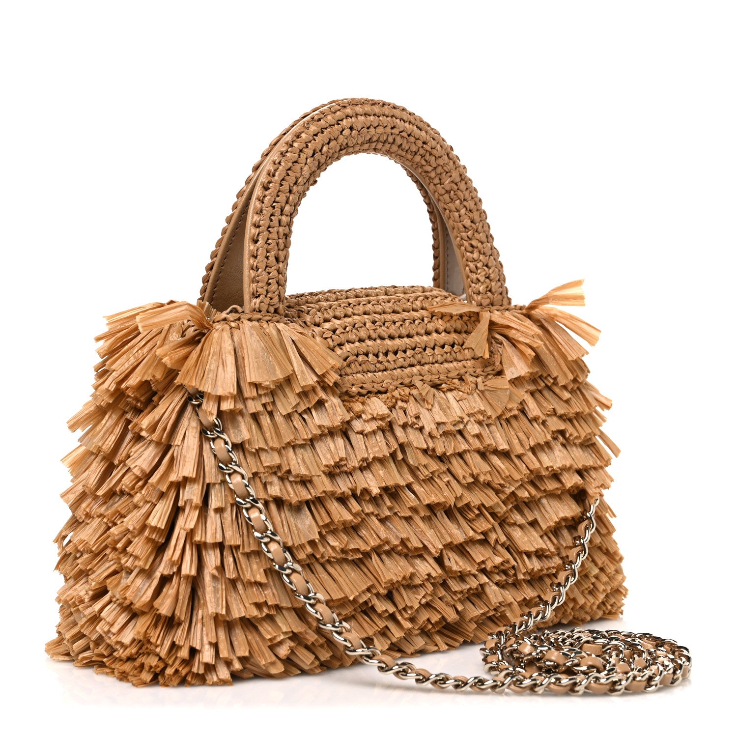 Chanel Raffia Fringe Nano Kelly Shopper Dark Beige 3 of 11