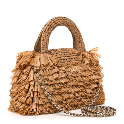 Chanel Raffia Fringe Nano Kelly Shopper Dark Beige 3 of 11