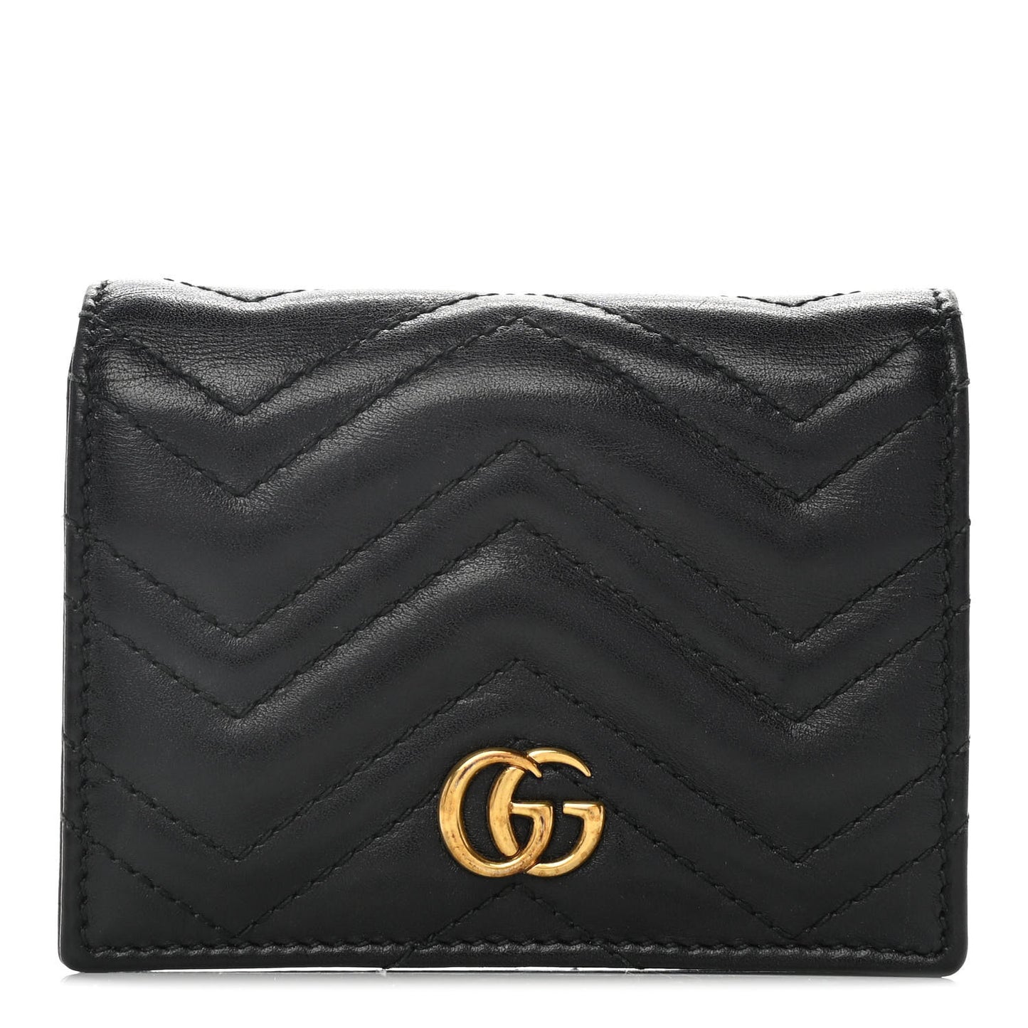 Calfskin Matelasse GG Marmont Card Case Wallet Black