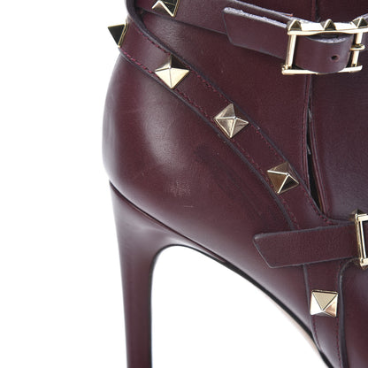 Valentino Garavani Calfskin Rockstud Double Buckle 100mm Ankle Boots 37.5 Rubin 14 of 17