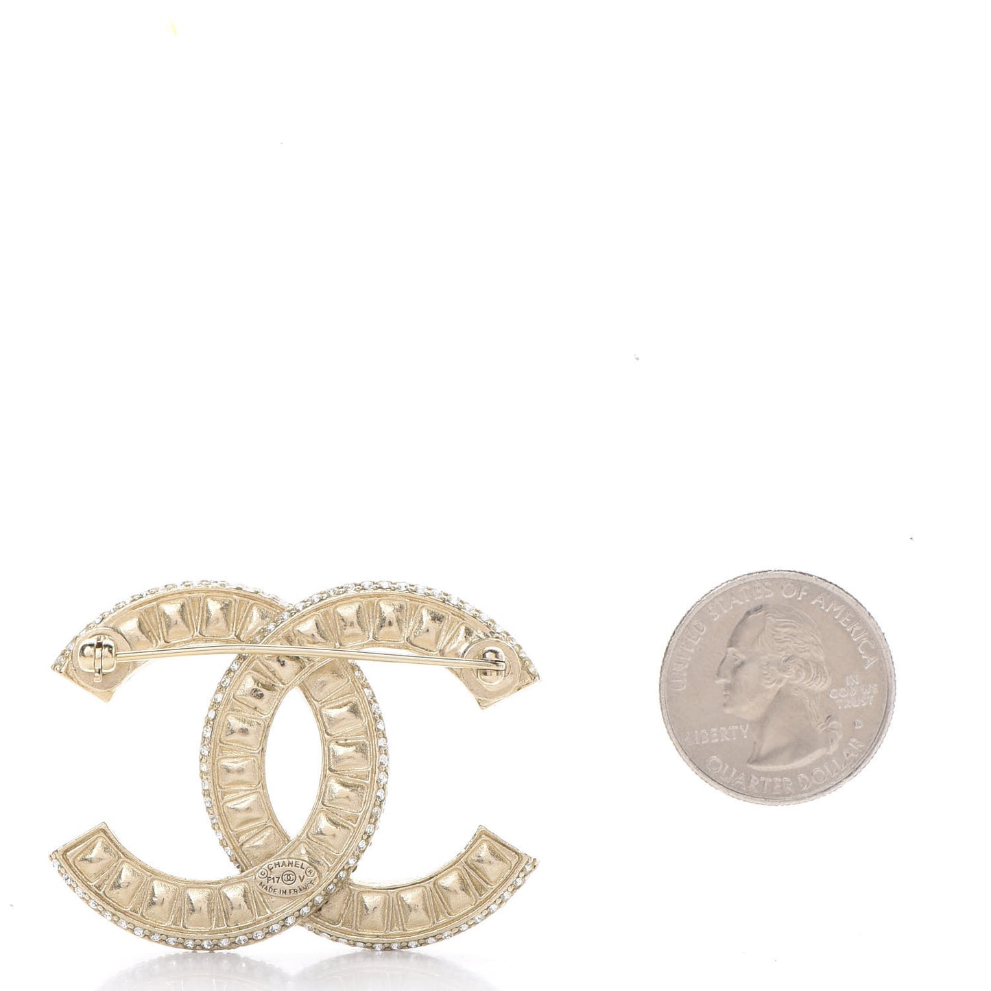 Baguette Crystal CC Brooch Gold