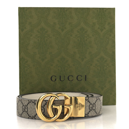Gucci GG Supreme Monogram Plutone Calfskin Double G Reversible 30mm Belt 85 34 Beige Ebony Mystic White 8 of 8
