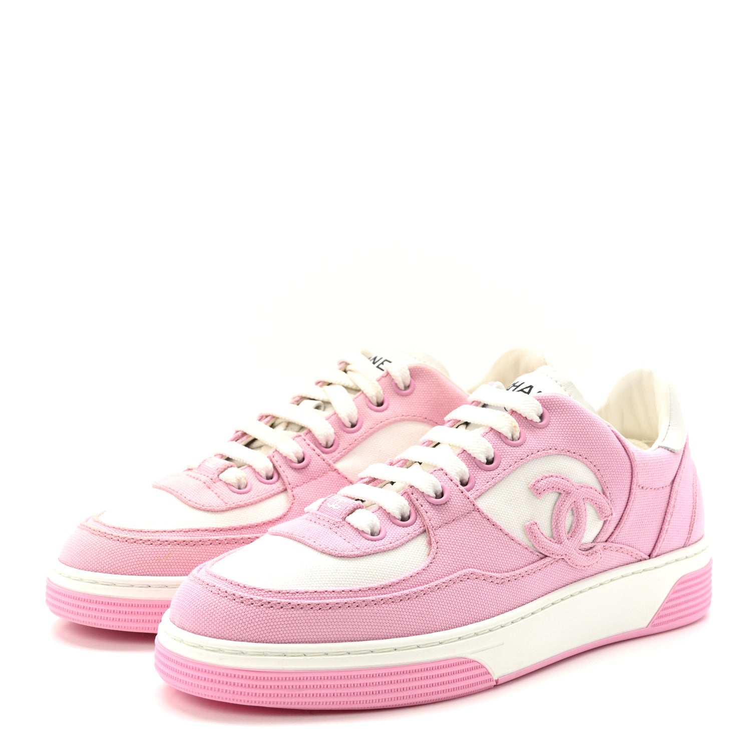 Chanel Cotton Sneakers 36 Pink White 4 of 8