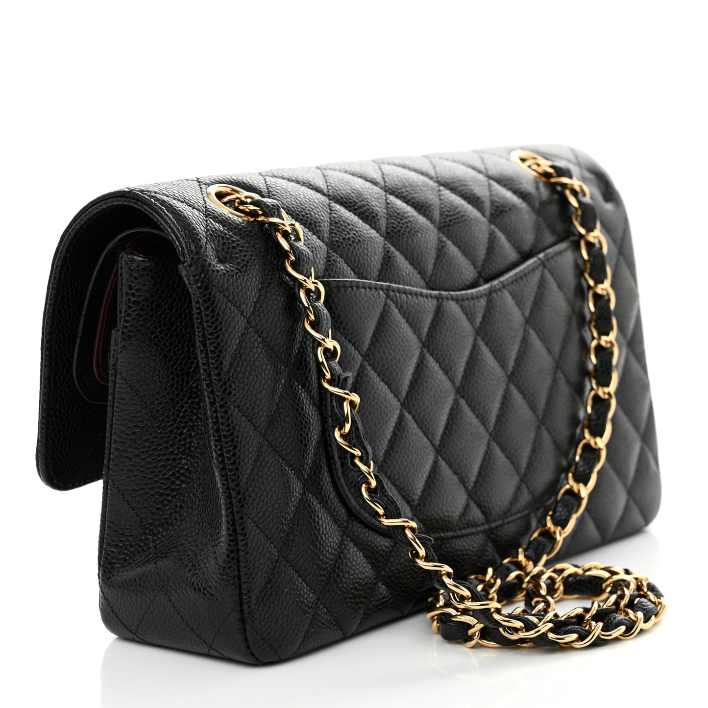 Caviar Quilted Medium Double Flap Black