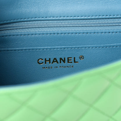 Chanel Lambskin Quilted Mini Rectangular Flap Green Blue 8 of 11
