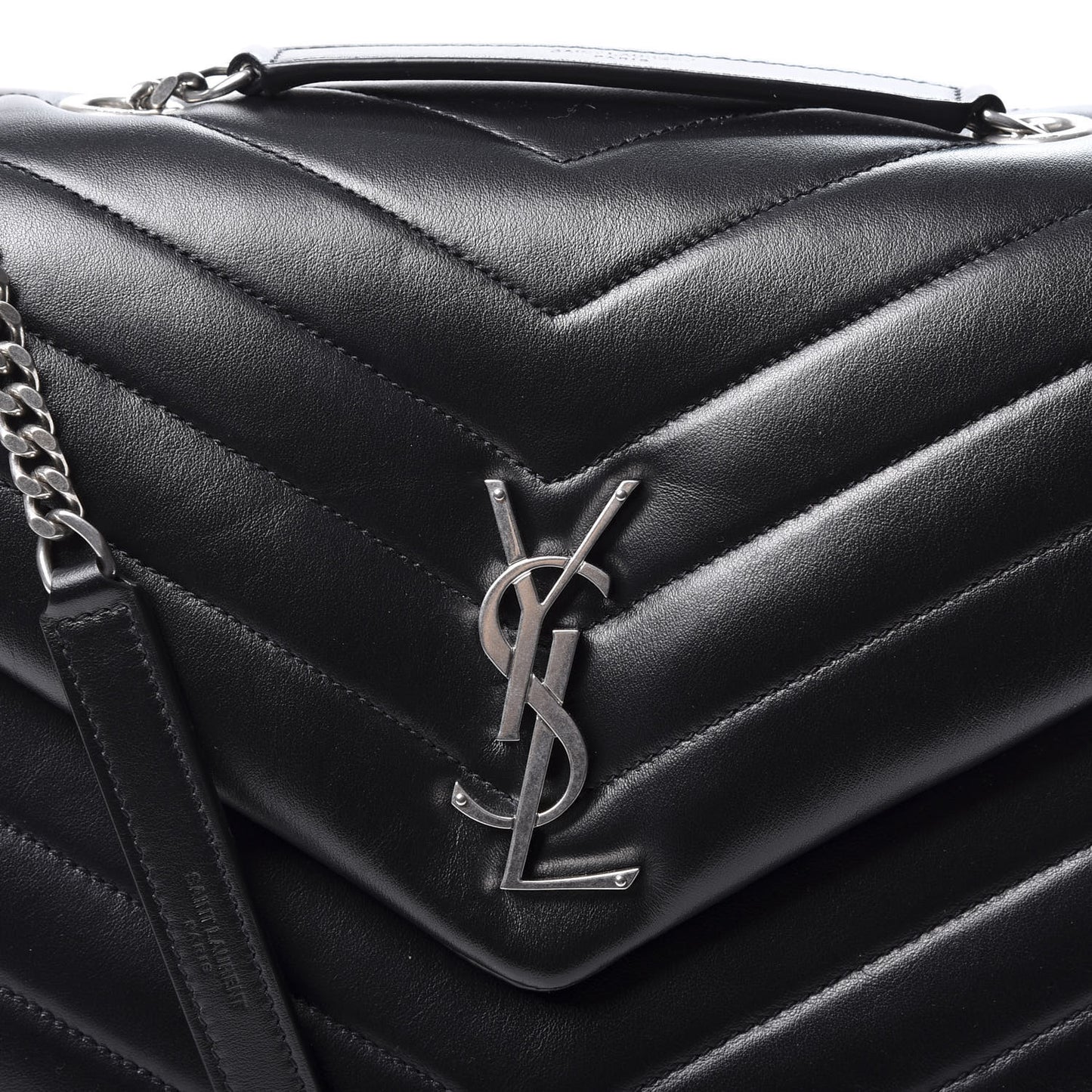 Calfskin Y Quilted Monogram Medium Loulou Chain Satchel Black