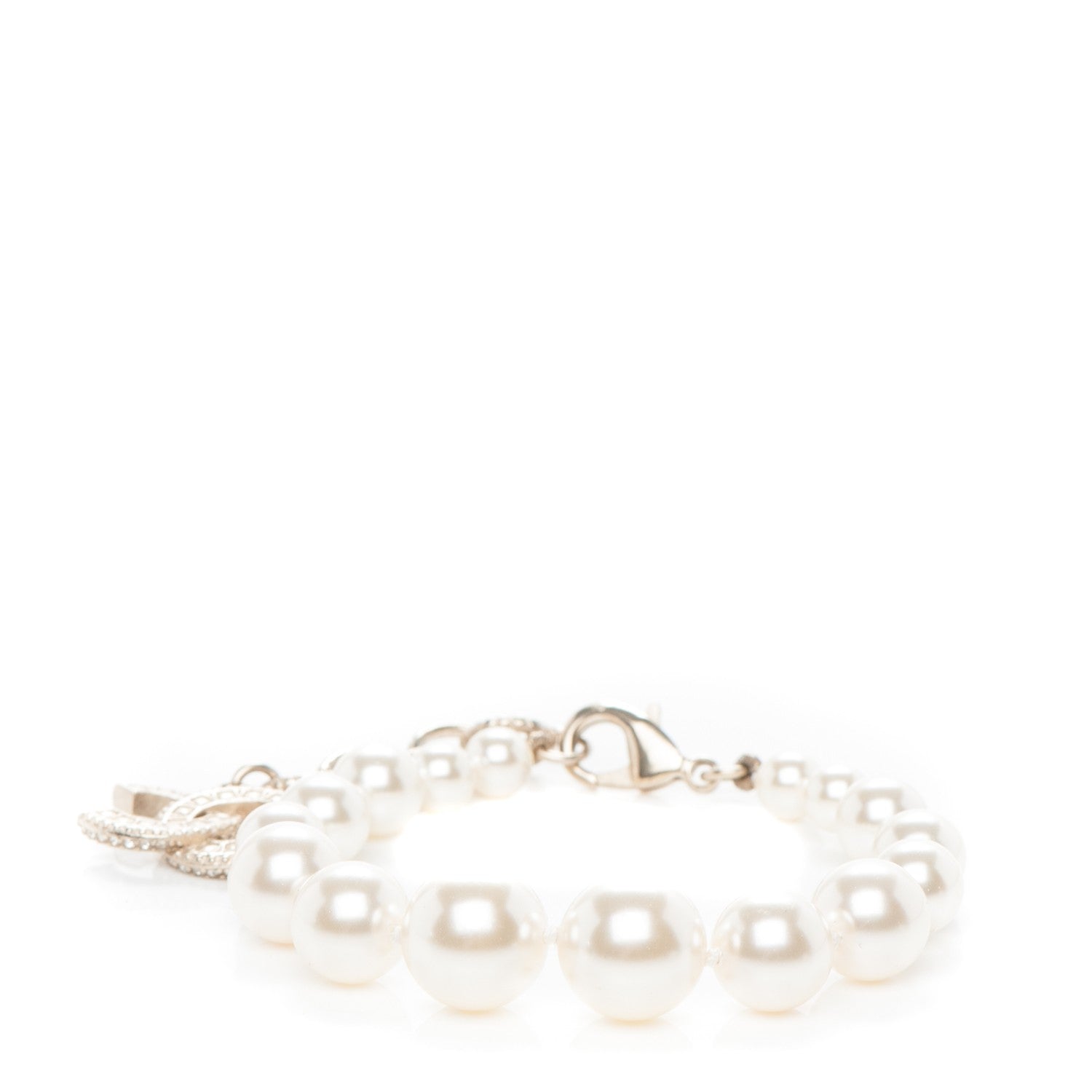 Chanel Pearl Baguette Crystal CC Bracelet Gold 1 of 6