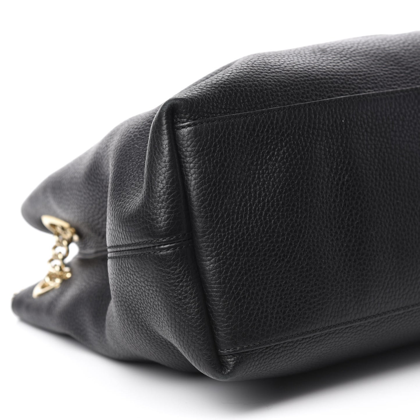 Pebbled Calfskin Medium Soho Chain Shoulder Bag Black