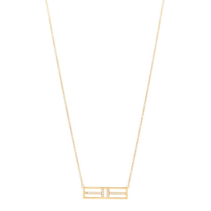 Tiffany 18K Yellow Gold Diamond Tiffany T Two Open Horizontal Bar Pendant 1 of 5