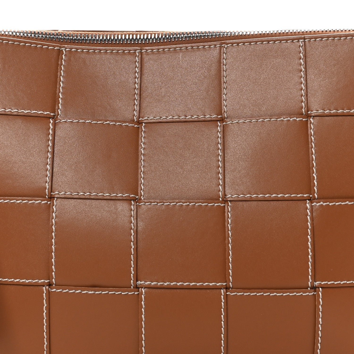 Bottega Veneta Calfskin Maxi Intreccio Large Cassette Flat Zip Pouch Wood Natural 7 of 9