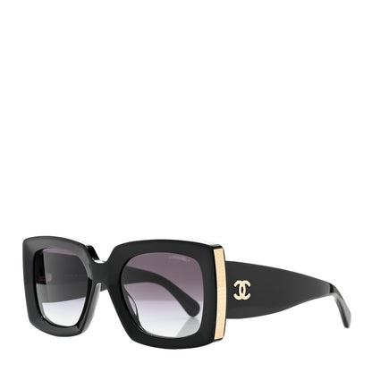 Chanel Acetate Rectangle Sunglasses 5435 Black 1 of 8