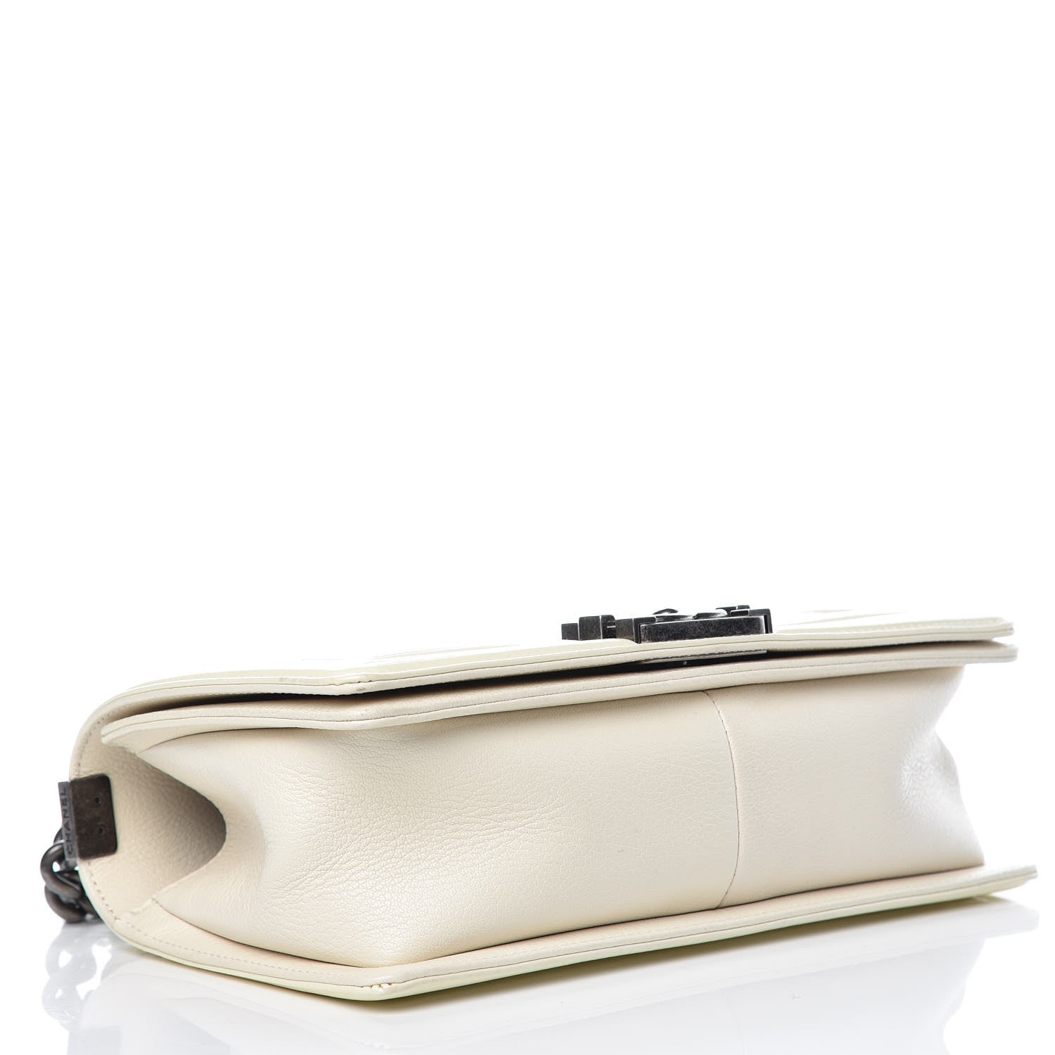 Chanel Goatskin Quilted Patent Medium Duo Boy Flap Ecru 4 of 10