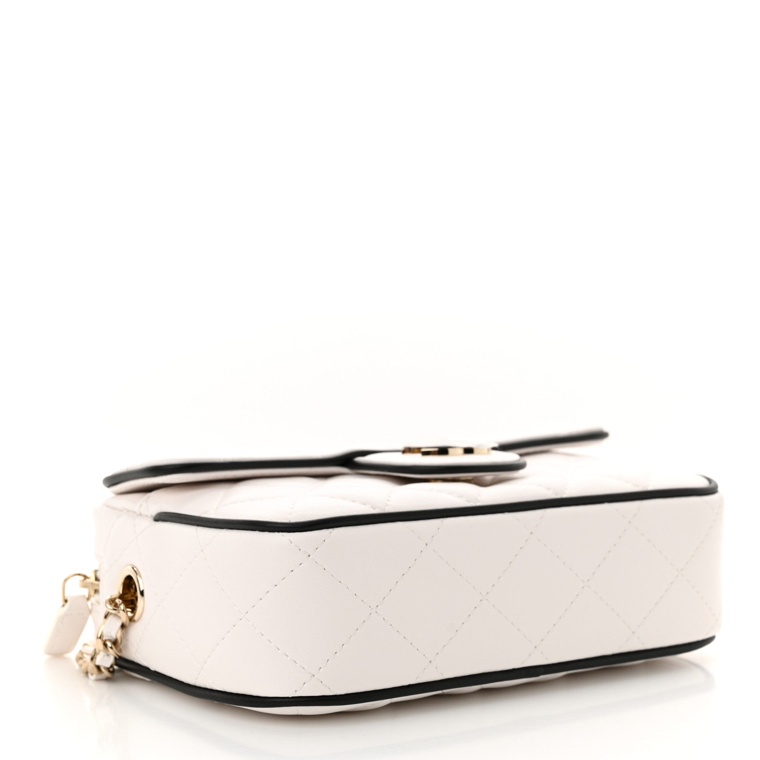 Chanel Lambskin Quilted Small Camera Case White Black 4 of 11