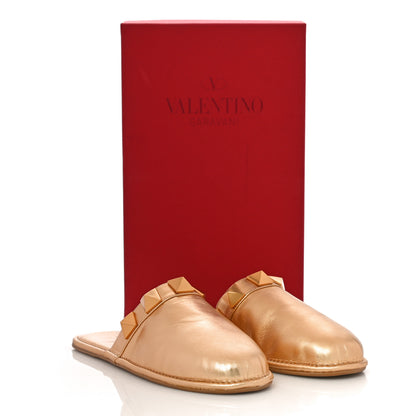 Valentino Garavani Metallic Nappa Roman Stud Slippers 36.5 Antique Brass 11 of 11