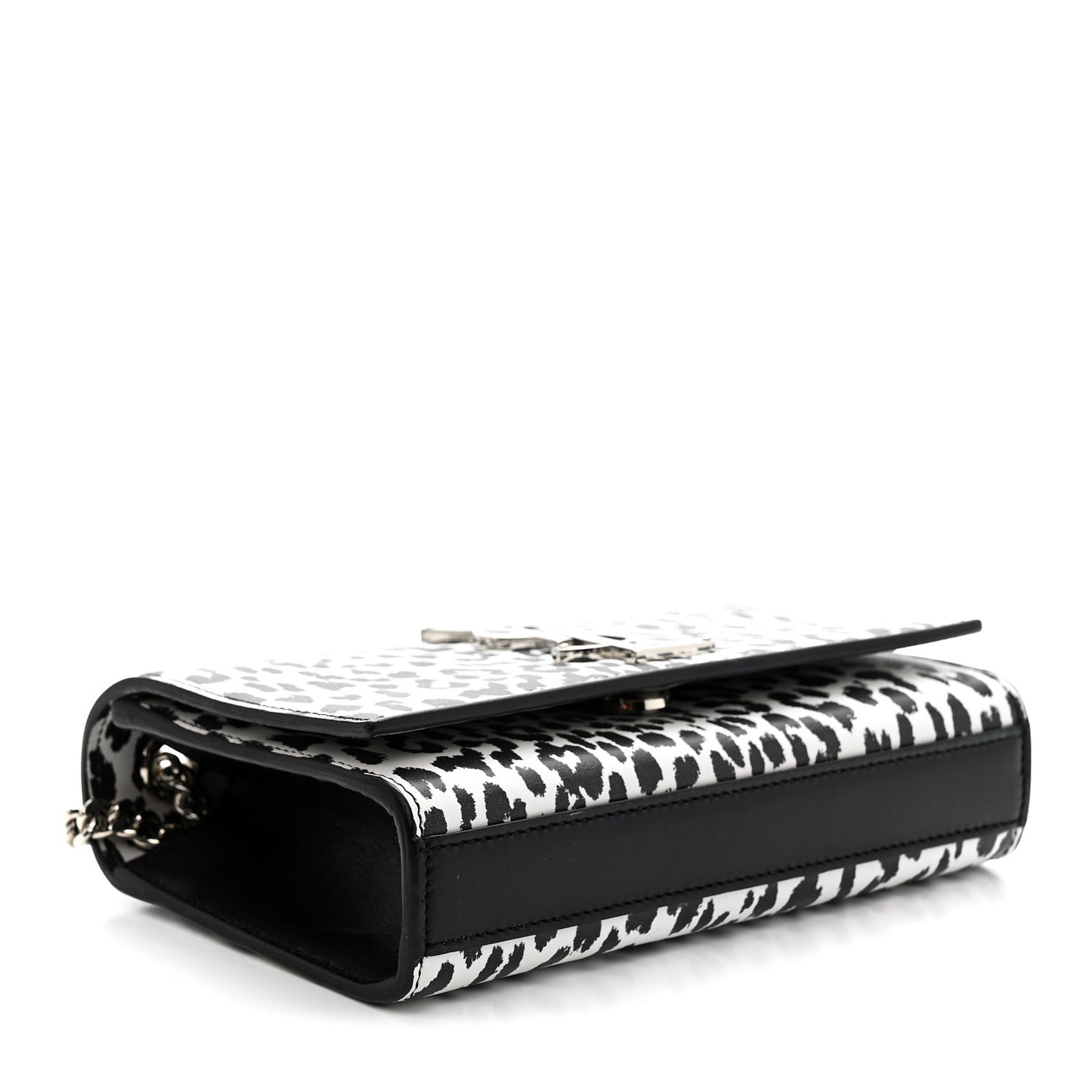 Calfskin Leopard Small Monogram Kate Satchel White Black