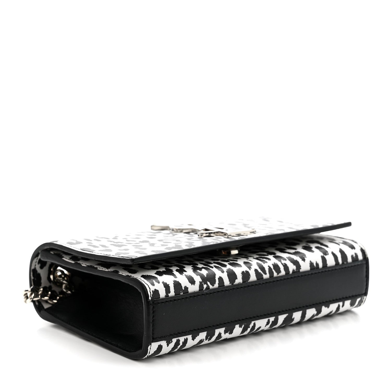 Saint Laurent Calfskin Leopard Small Monogram Kate Satchel White Black 4 of 12