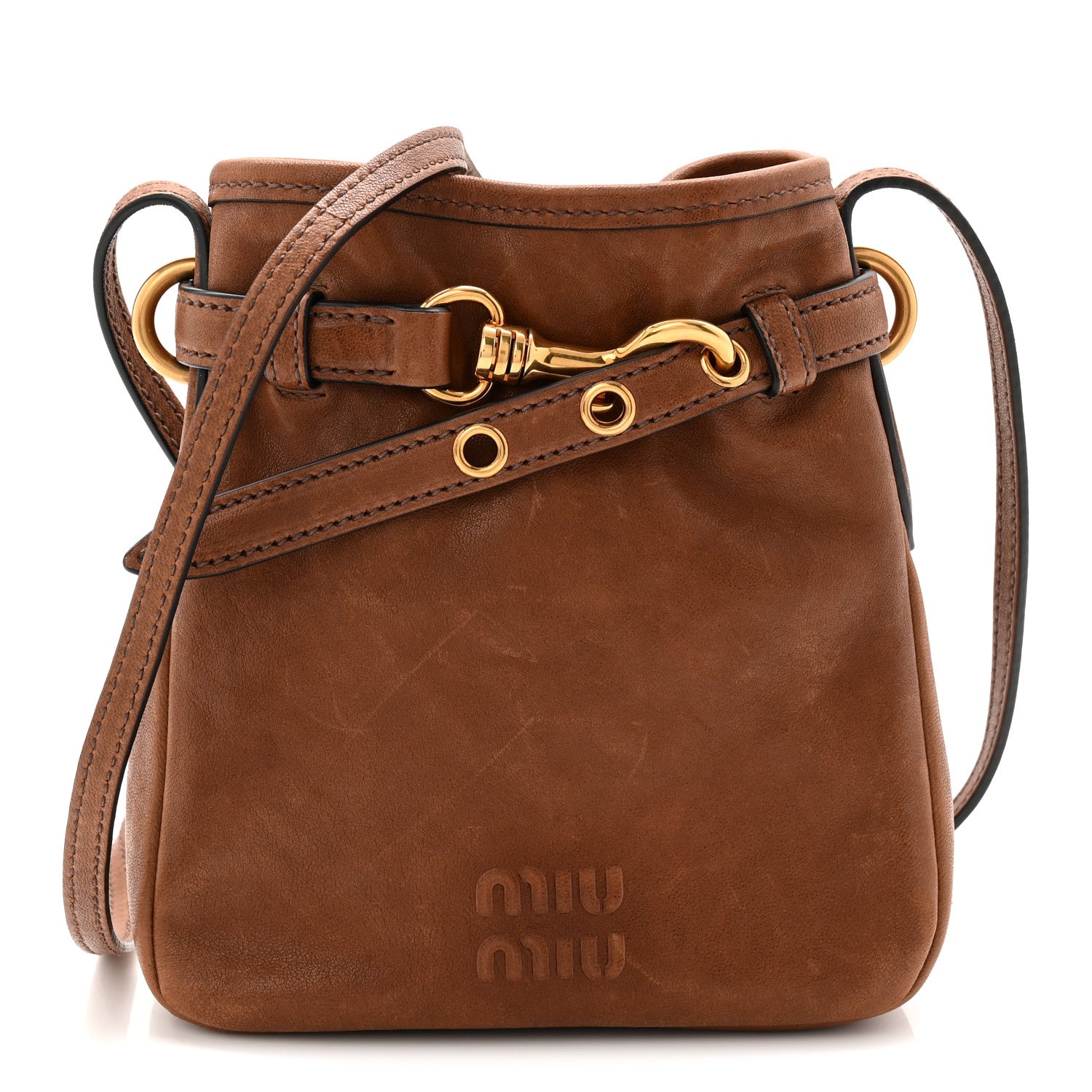Miu Miu Nappa Aviator Pouch Bag Rovere 1 of 10