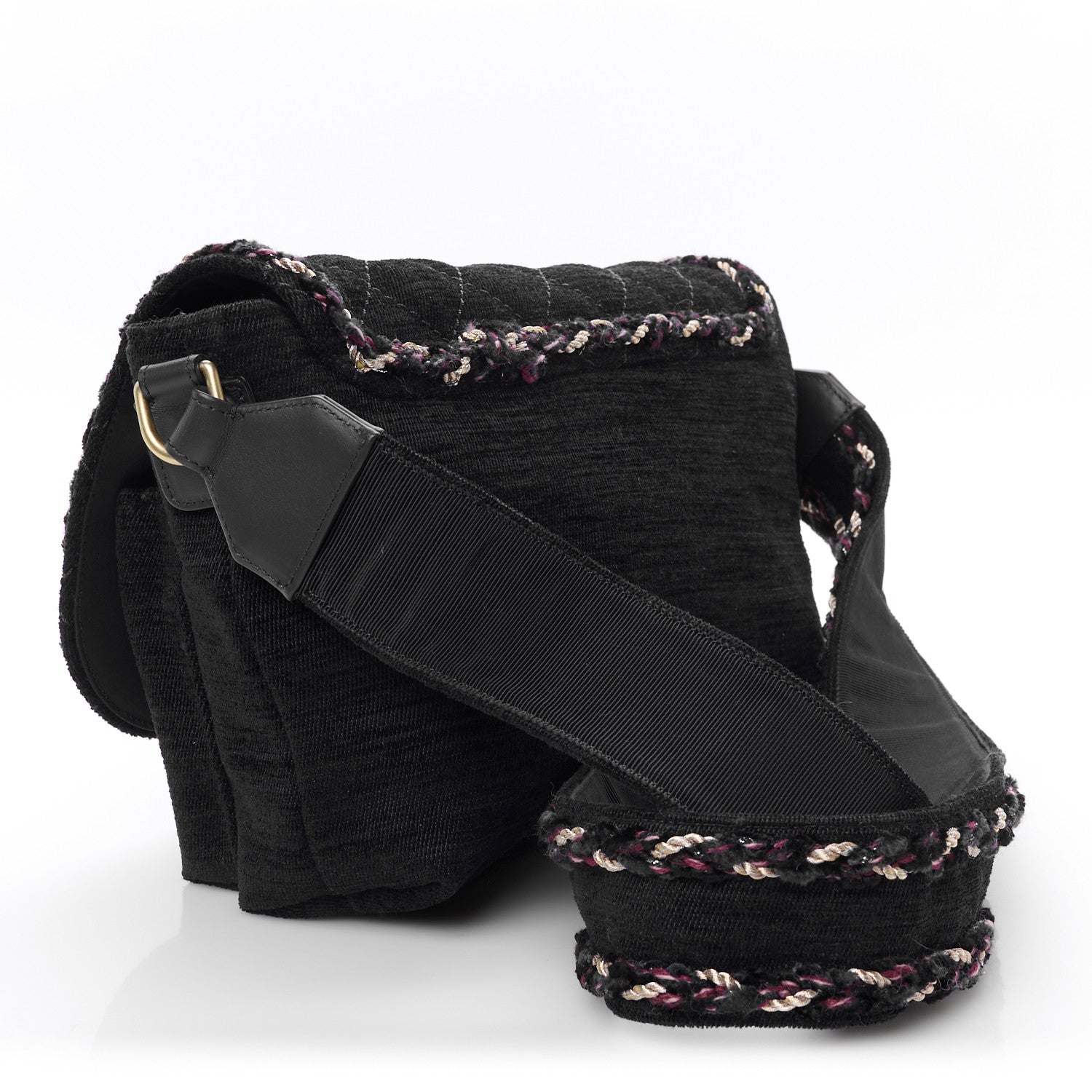 Chanel Wool Velvet Quilted Parisian Stroll Messenger Navy 3 of 10