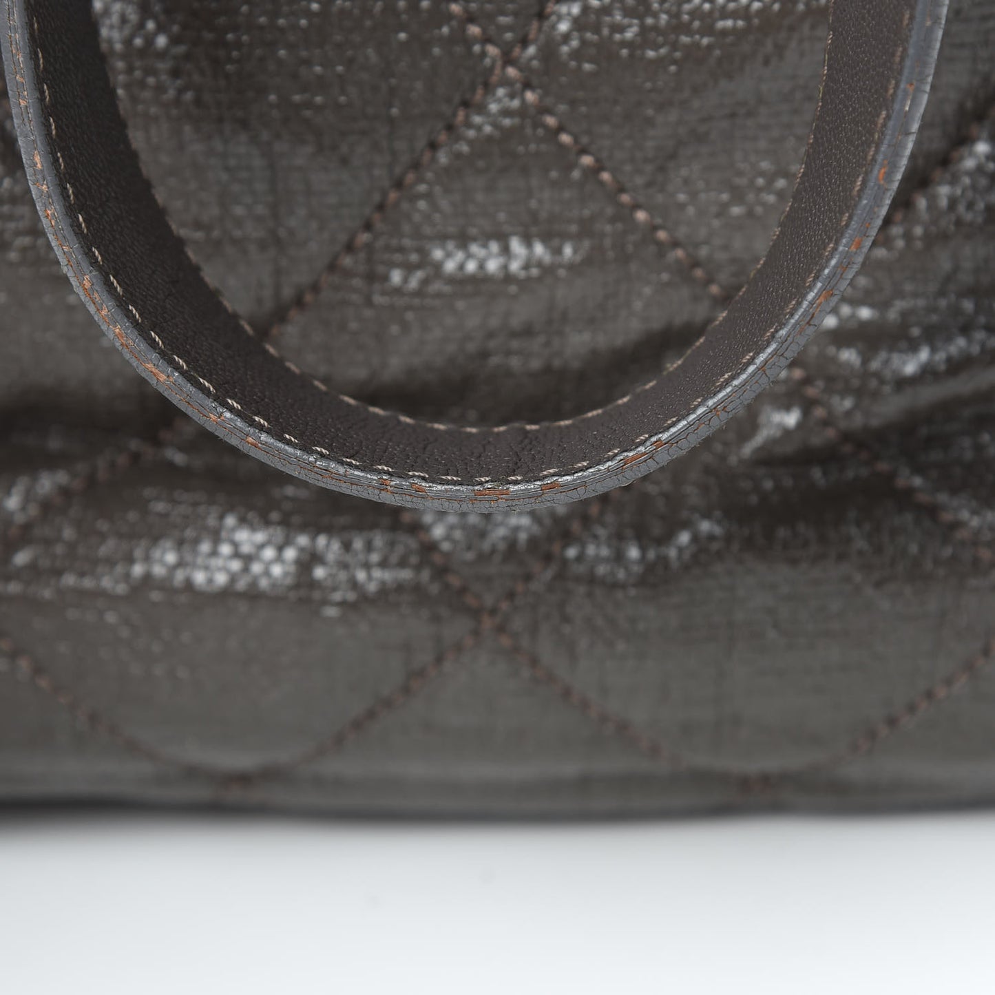 Coated Canvas Quilted Large Paris Biarritz Tote Grey