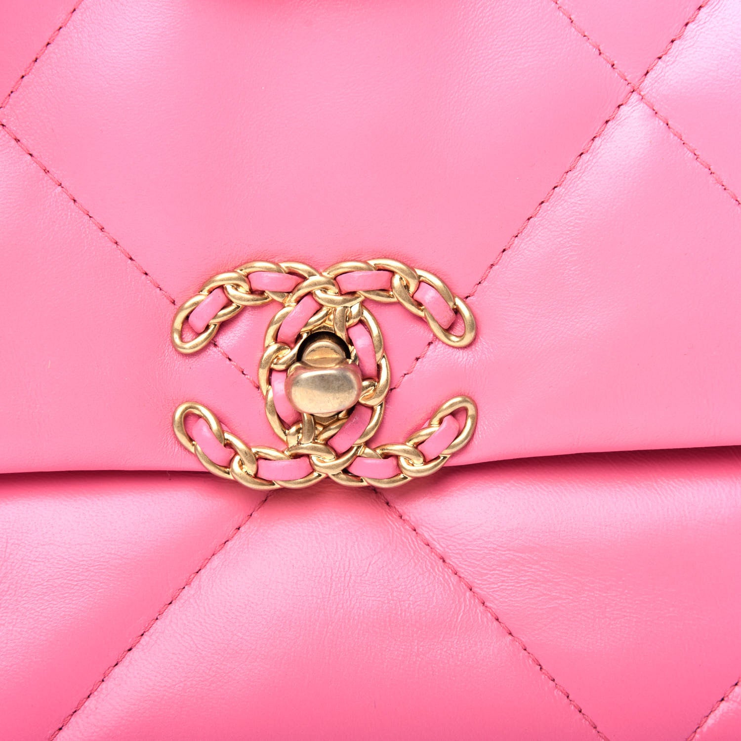 Chanel Shiny Lambskin Quilted Medium Chanel 19 Flap Neon Pink 10 of 10